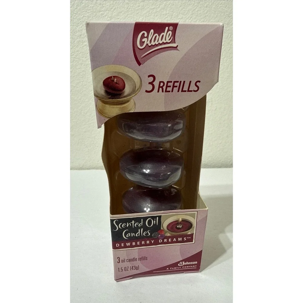 Glade Scented Oil Candle Refills Dewberry Dreams 3 Count 1.5oz Vintage 2006 NOS